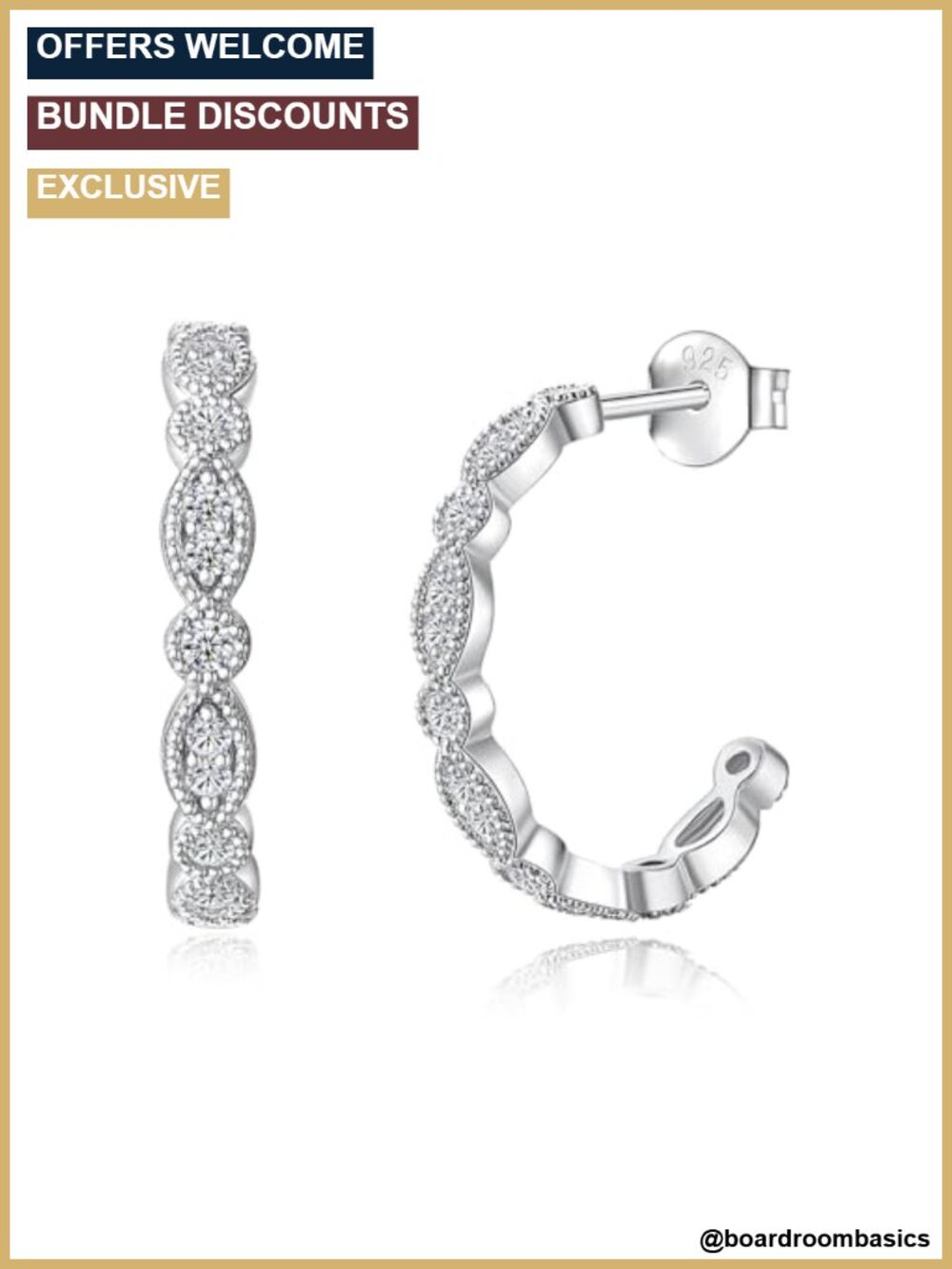 Huggie Earrings for Women Moissanite Stud Earrings 925 Sterling Silver 18K